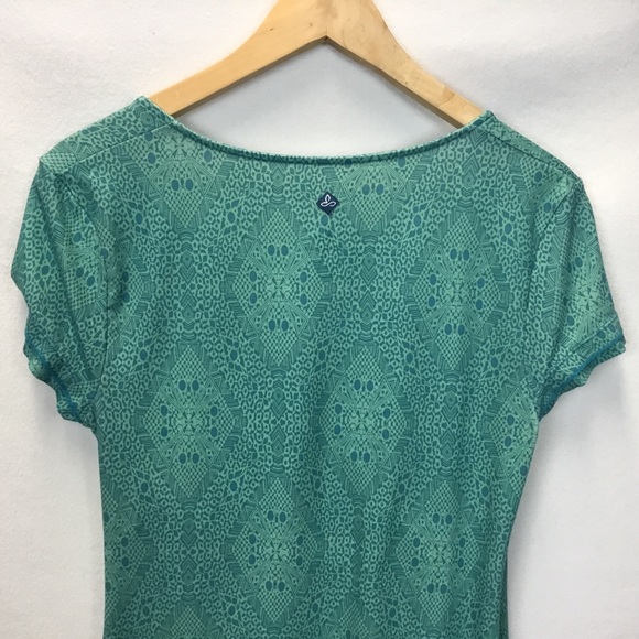Prana Faux Wrap Short Sleeve Geo Print Athleisure Outdoor Hiking Dress Size M - Picture 5 of 7
